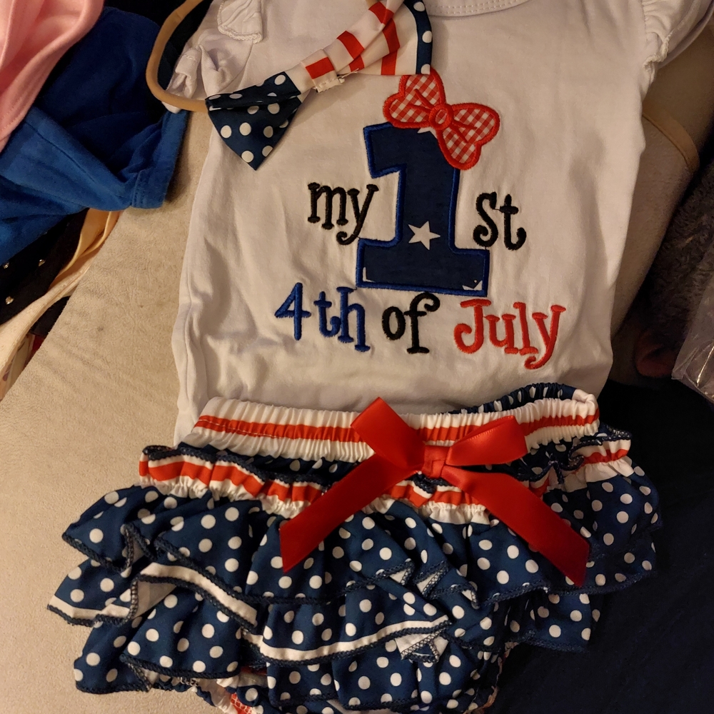 Patriotic Kids Outfit - Blue and Red 6-9 Mo